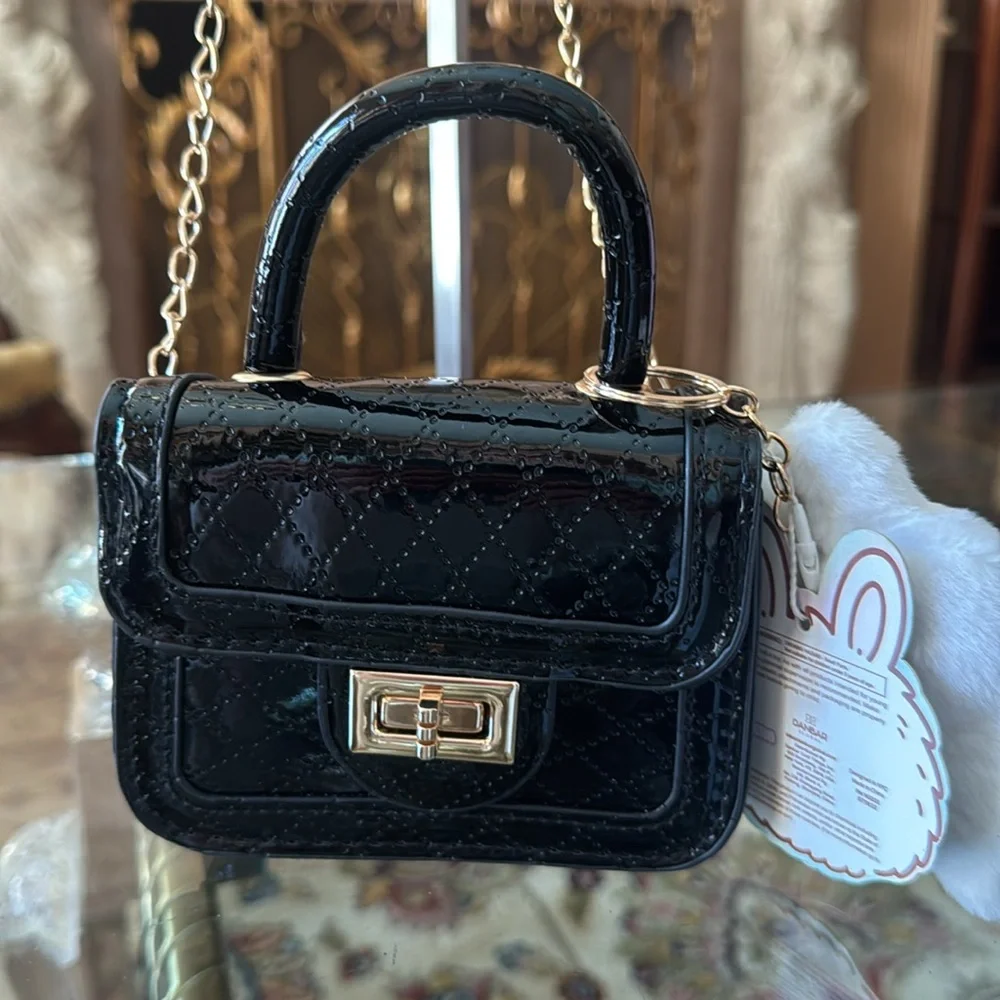 Handbag / crossbody mini size with Plush Bunny Charm patent leather